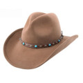 Brown Cowboy Style Fashion Felt Hat with Big Brim (CW0006/08)